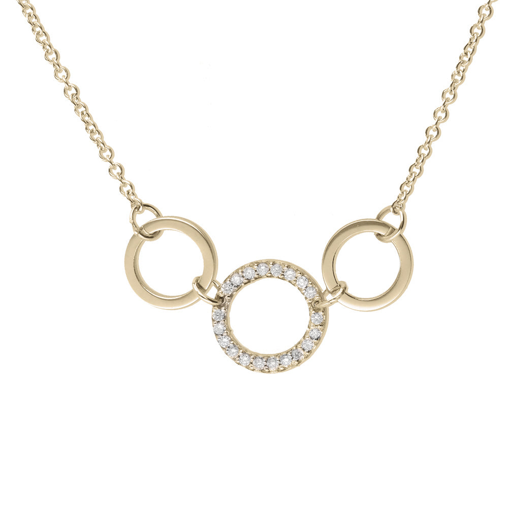 0.10ct Multi-Circle Diamond Necklace Set in 9k Gold
