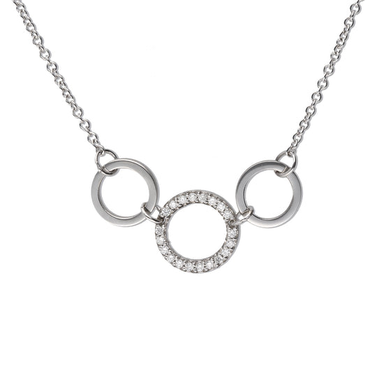 0.10ct Multi-Circle Diamond Necklace Set in 9k Gold