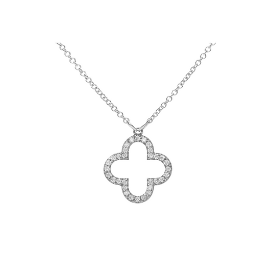 0.16ct Stylised Cross Pave Diamond Necklace Set in 9k Gold