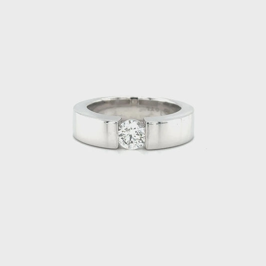 0.40ct VS2 F Round Brilliant Natural Diamond Ring in 18k White Gold