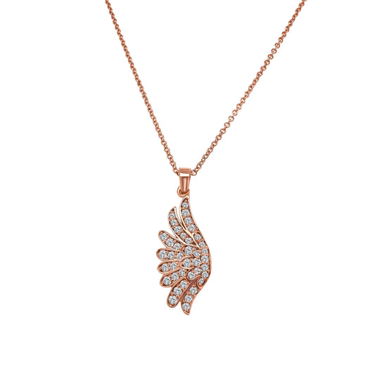 0.49ct Wing Shaped Diamond Pendant in 18k Rose Gold