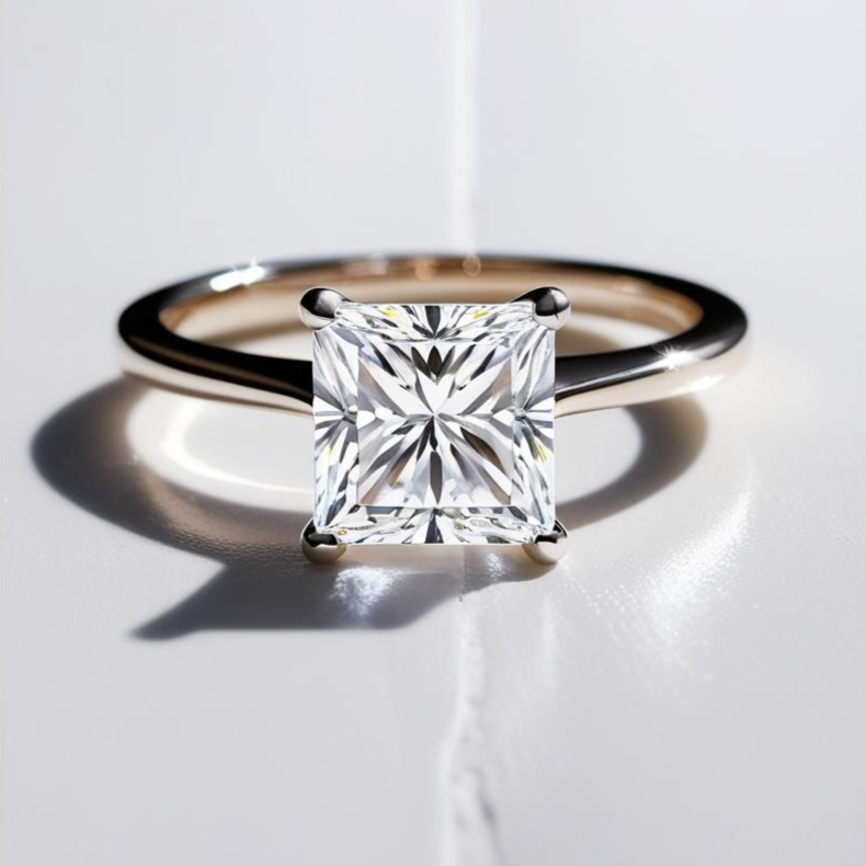 0.50ct Princess Solitaire Diamond Engagement Ring in 9k Gold - GIA Certified