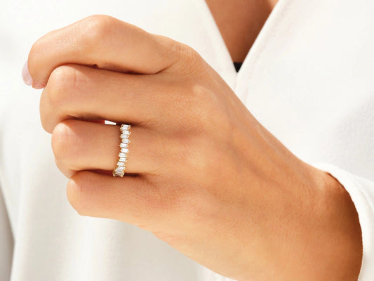 0.75ct Baguette Diamond Wedding Band in 9k Gold