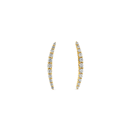 0.81ct Round Brilliant Diamond Helix Earrings Set in 18k Yellow Gold
