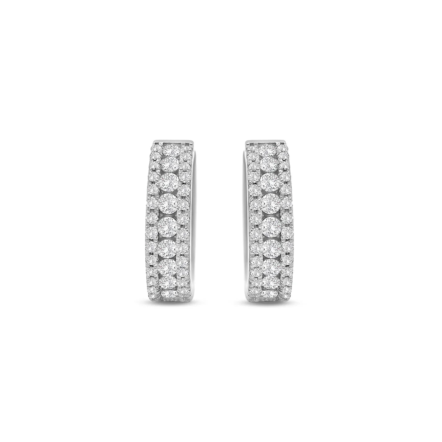 0.87ct Round Brilliant Natural Diamond Huggy Earrings in 18k White Gold