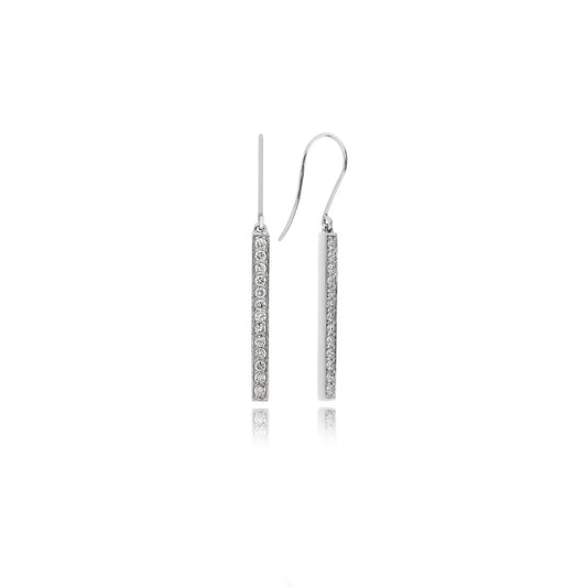 0.99ct Dangling Bar Drop Earrings Set in 18k White Gold
