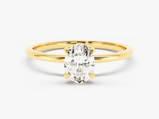 Classic Oval Cut Moissanite 4-Claw Solitaire Ring - GRA Certified