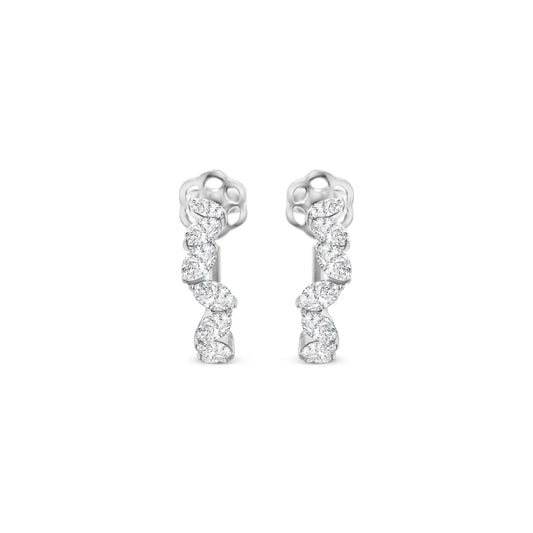 1.33ct Marquise Natural Diamond Hoop Earrings Set in 18k White Gold
