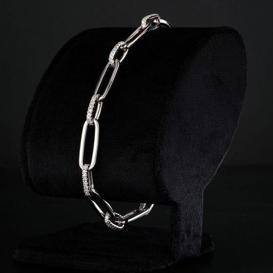 1.44ct Paperclip Natural Diamond Bracelet in 18k White Gold - 20cm