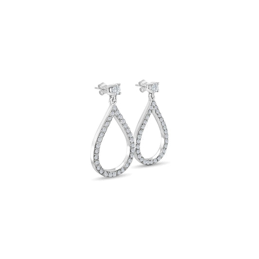 1.46ct Round Brilliant Diamond Teardrop Earrings in 18k White Gold
