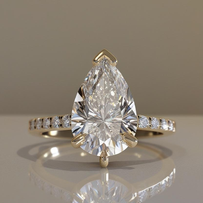 1.50ct Pear Natural or Lab-Grown Diamond Engagement Ring in 9k Gold