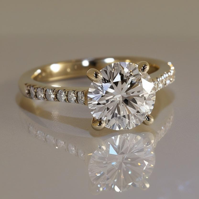 1.56ct Round Brilliant Natural or Lab-Grown Diamond Engagement Ring in 9k Gold