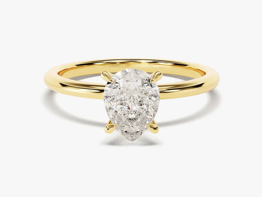Classic Pear Cut Moissanite 4-Claw Solitaire Ring - GRA Certified