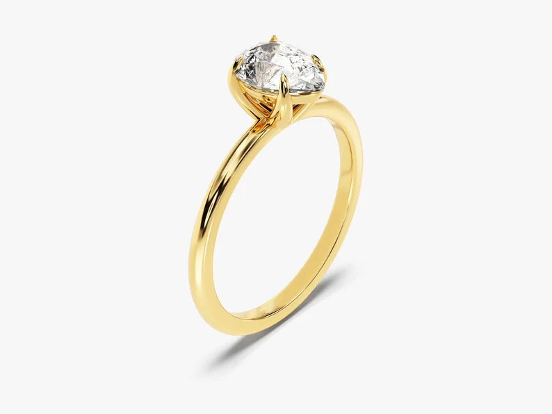 Classic Pear Cut Moissanite 4-Claw Solitaire Ring - GRA Certified