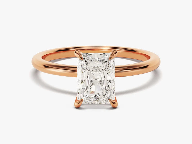 Classic Radiant Cut Moissanite 4-Claw Solitaire Ring - GRA Certified