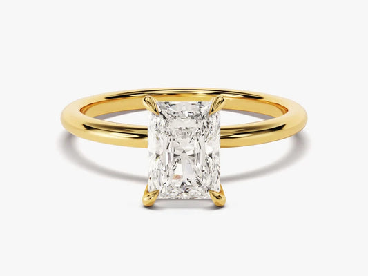 Classic Radiant Cut Moissanite 4-Claw Solitaire Ring - GRA Certified