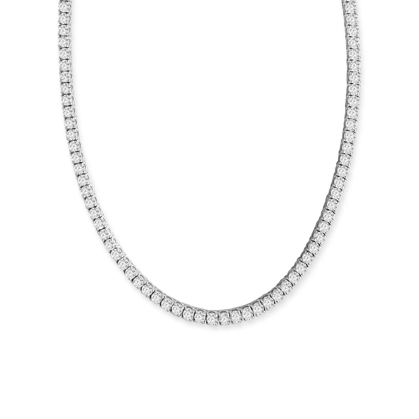 18.17ct Round Natural Diamond Tennis Necklace in 18k White Gold - 45cm