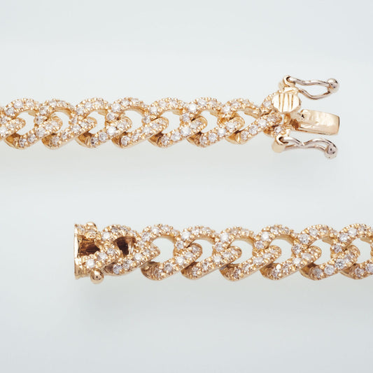 2.78ct Curb Natural Diamond Bracelet in 18k Yellow Gold - 19cm