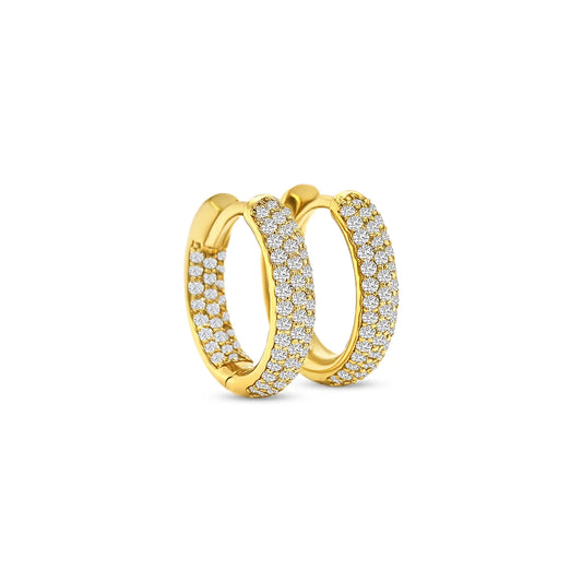 1ct Round Brilliant Diamond Huggy Earrings in 18k Yellow Gold