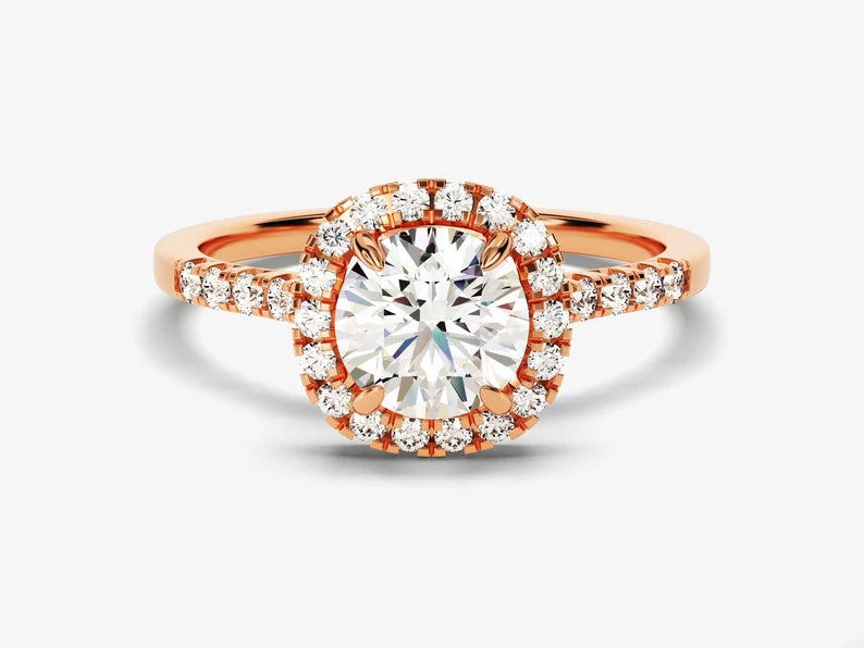 Round Cushion Style Halo Diamond Engagement Ring - GRA Certified