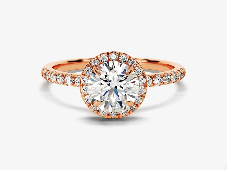 Round Halo Diamond Engagement Ring - GRA Certified