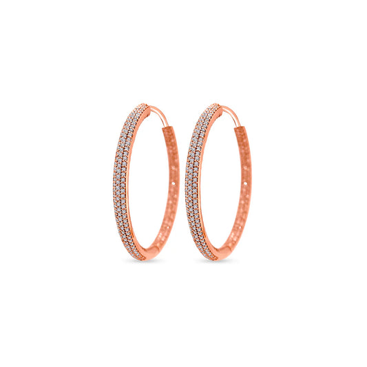 2.58ct Round Brilliant Diamond Hoop Earrings Set in 18k Rose Gold