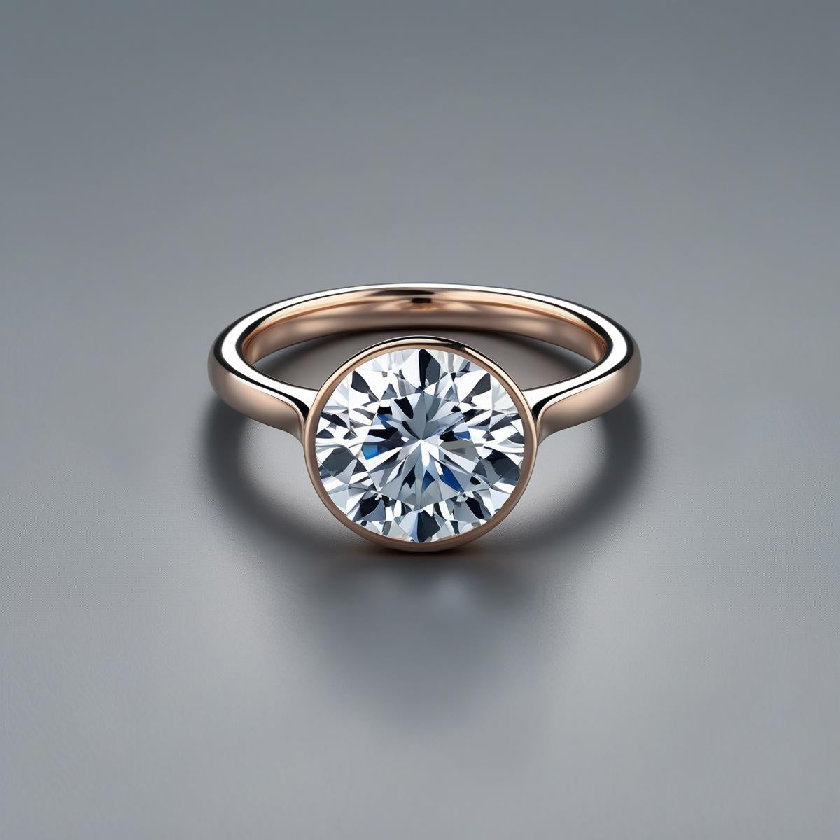 Bezel Set Round Brilliant Natural or Lab-Grown Diamond Solitaire Engagement Ring