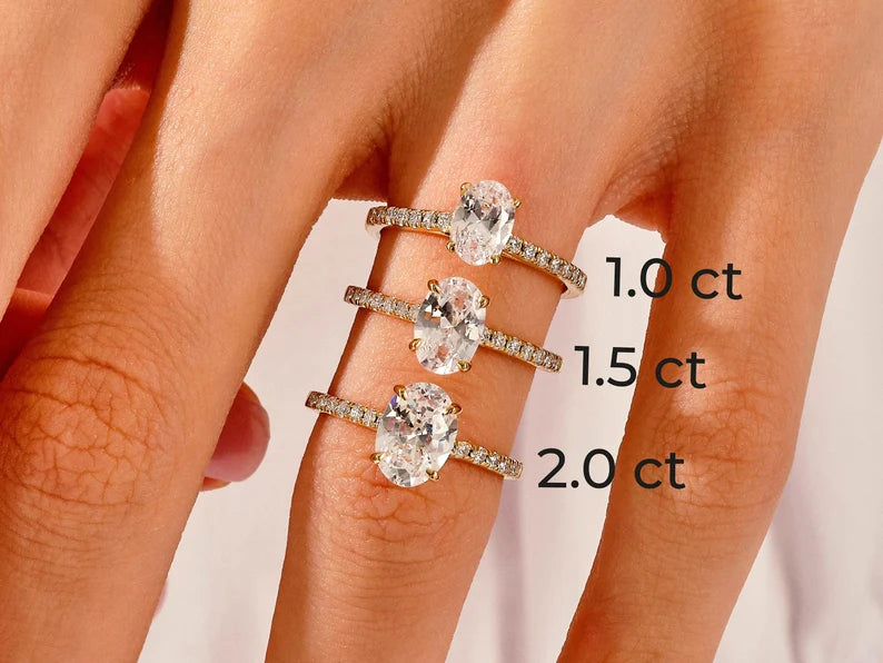 Classic Oval Cut Moissanite Pavé Ring - GRA Certified