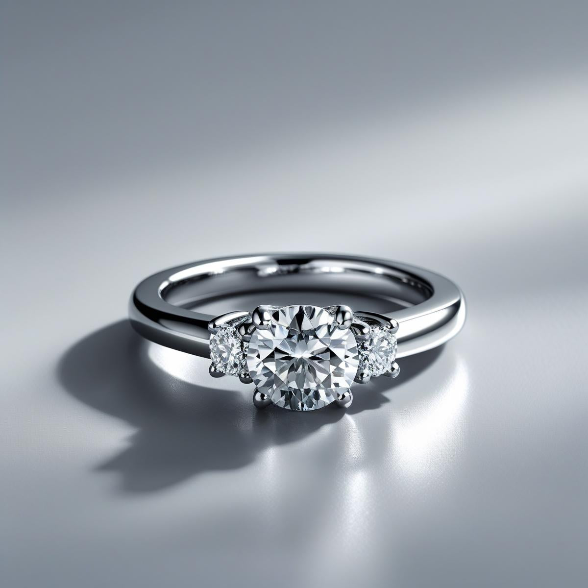 Round Natural or Lab-Grown Diamond Trilogy Engagement Ring