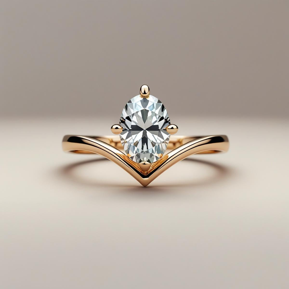 Oval V-Style Natural or Lab-Grown Diamond Solitaire Engagement Ring