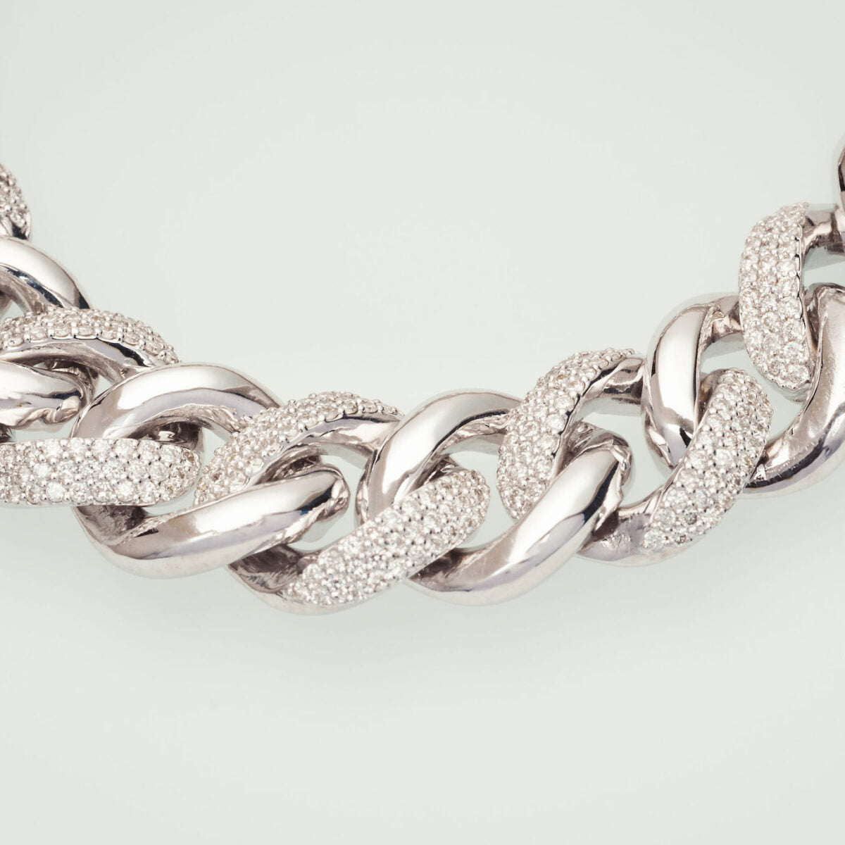 4.24ct Curb Natural Diamond Bracelet in 18k White Gold - 22cm