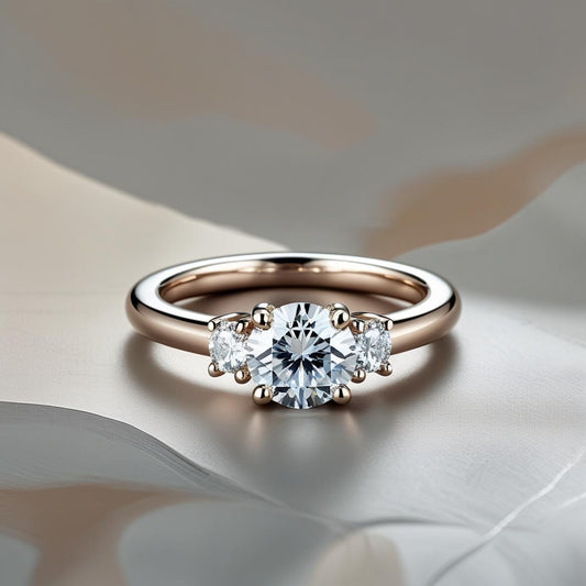 Round Natural or Lab-Grown Diamond Trilogy Engagement Ring