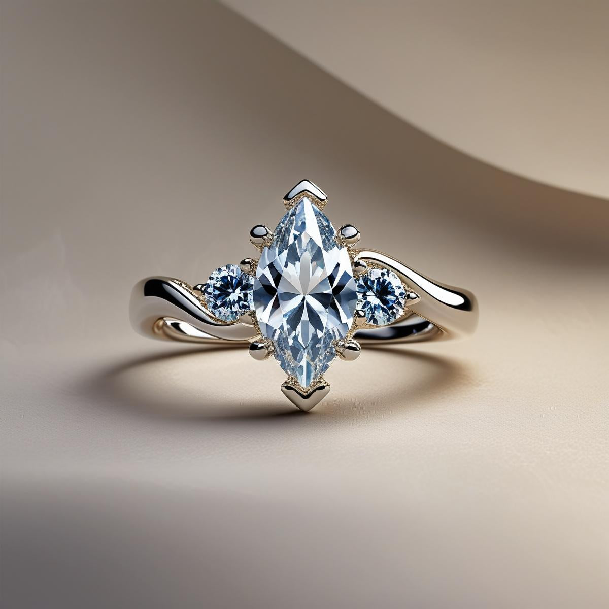 Marquise & Round Natural or Lab-Grown Diamond Twist Trilogy Engagement Ring