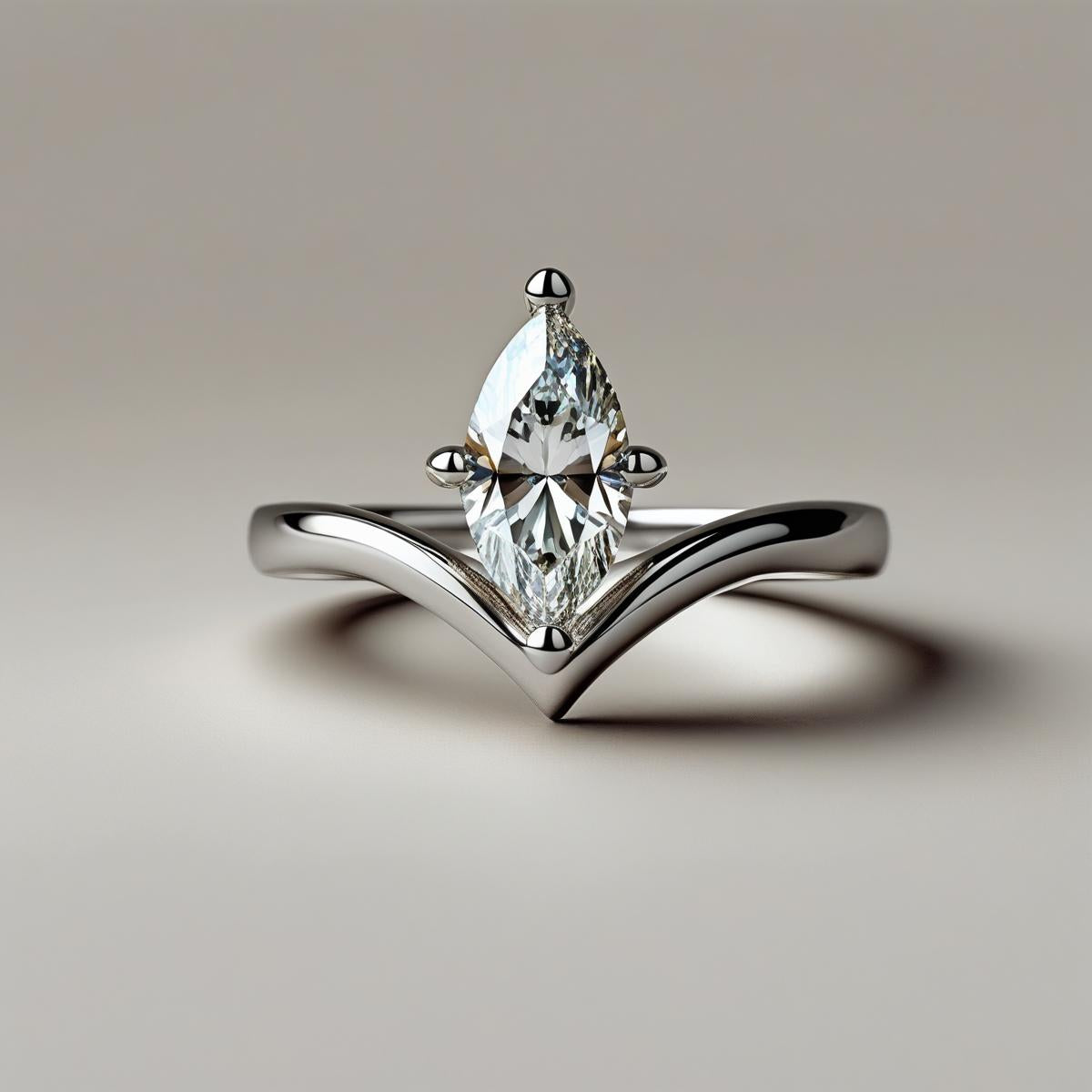 Marquise V-Style Natural or Lab-Grown Diamond Solitaire Engagement Ring