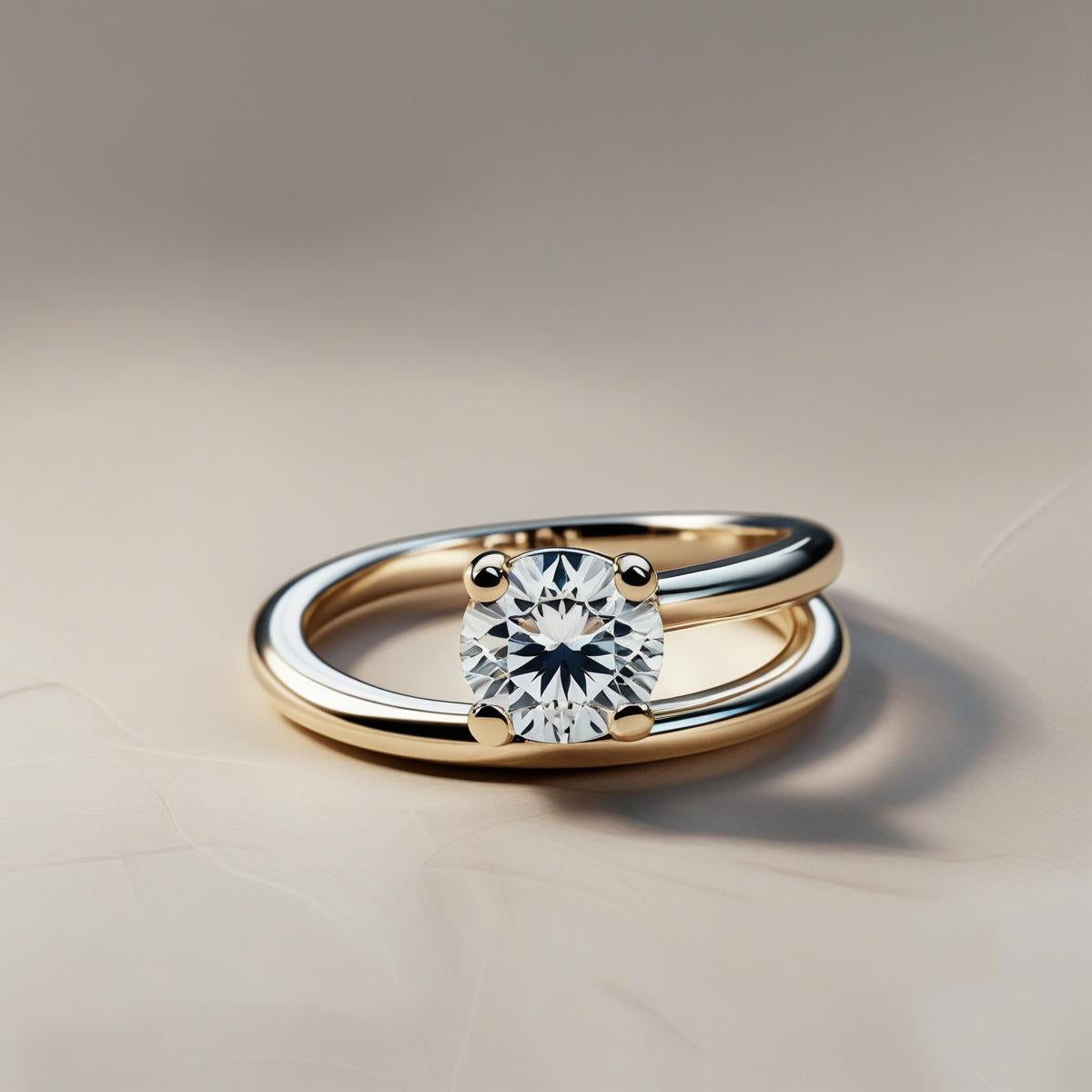 Twist Round Brilliant Natural or Lab-Grown Diamond Solitaire Engagement Ring