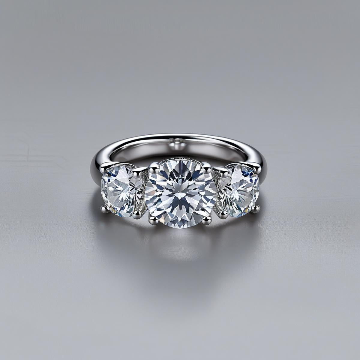 Round Natural or Lab-Grown Diamond Trilogy Engagement Ring