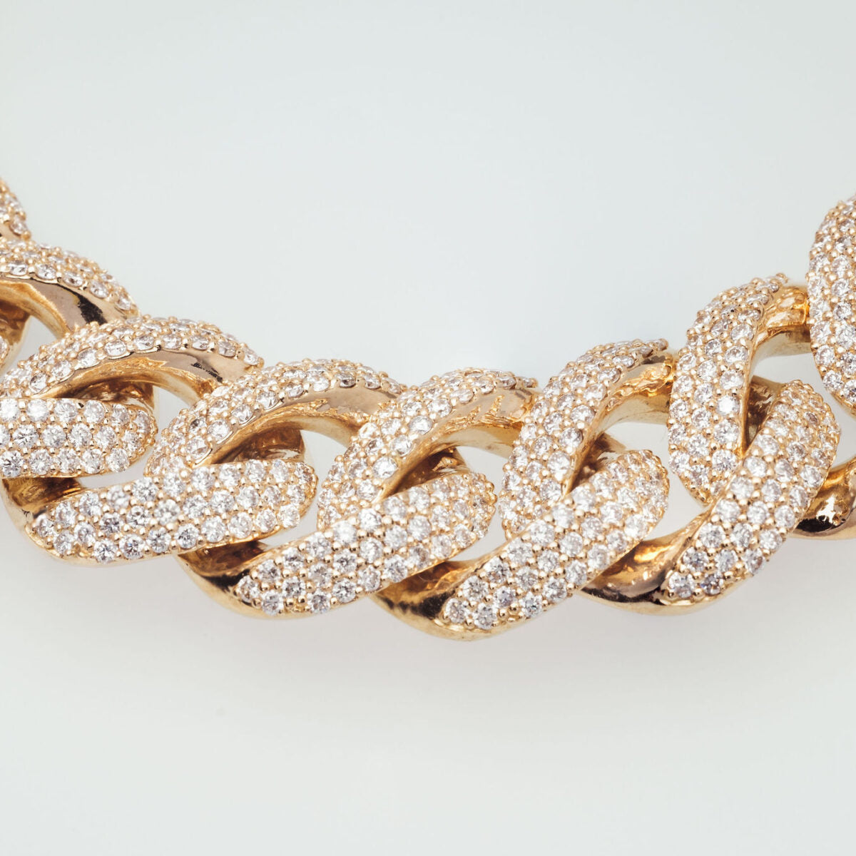 7.44ct Cuban Curb Natural Diamond Bracelet in 18k Yellow Gold - 20.5cm