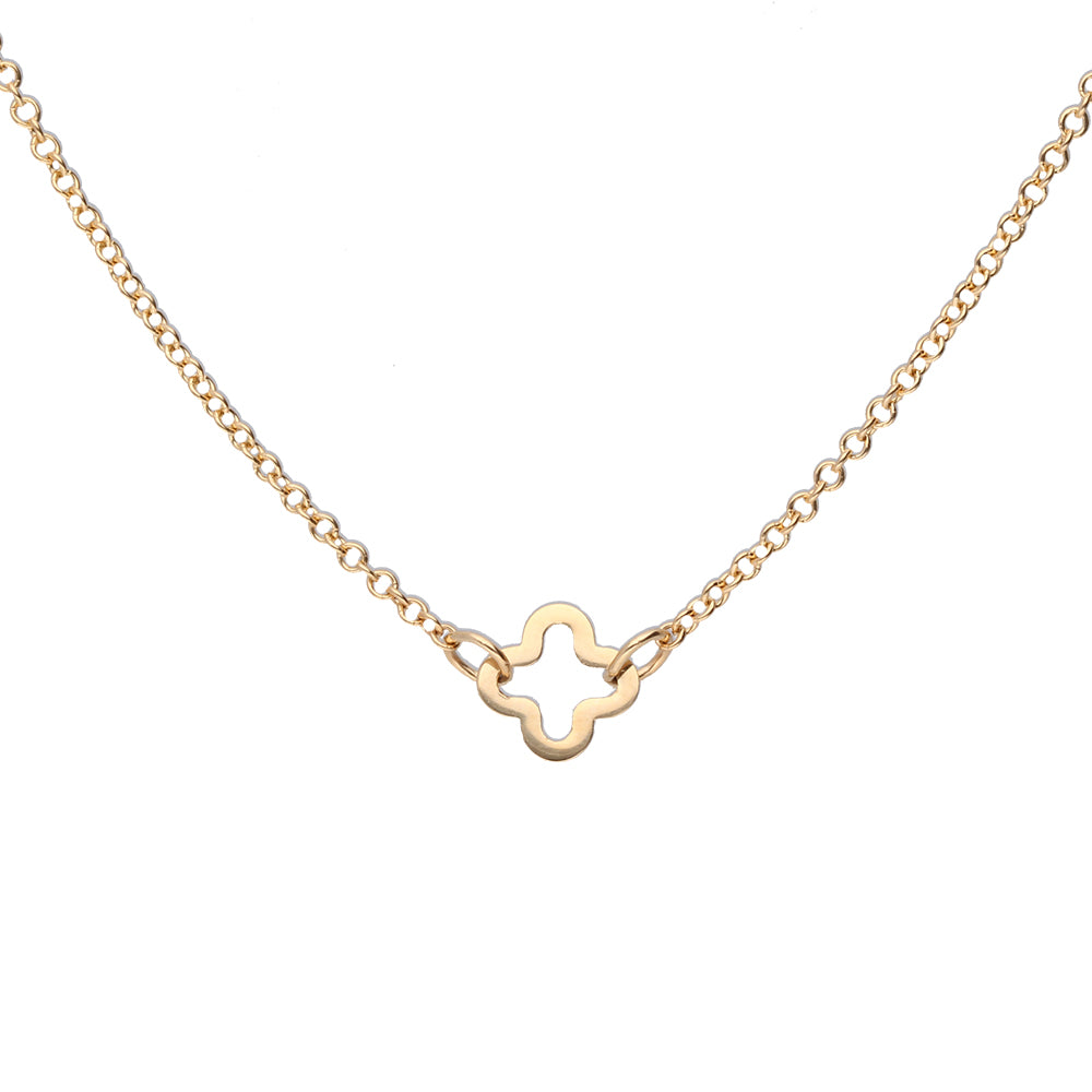 Anchor Clover Link Necklace in 9k Yellow Gold