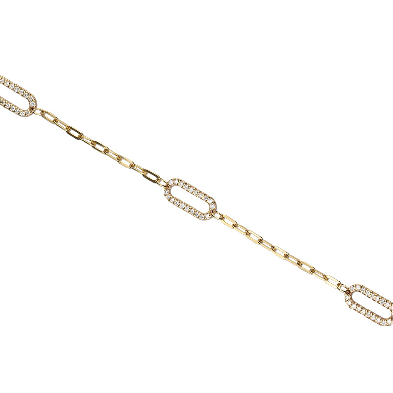 0.30ct Diamond Oval Paperclip Bracelet in 9k Yellow Gold