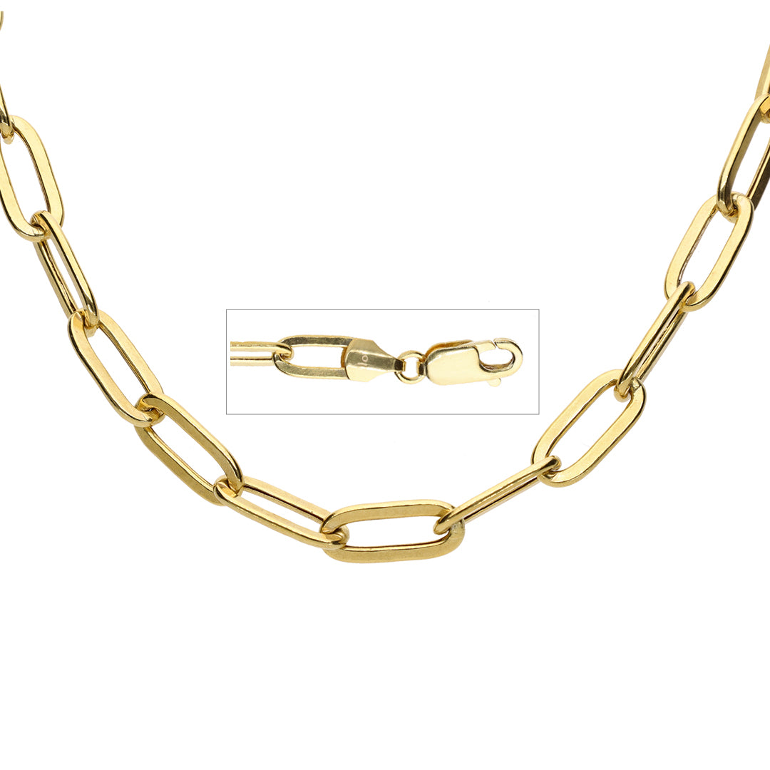 9k Yellow Gold Paperclip Bracelet - 4.5mm (19cm)