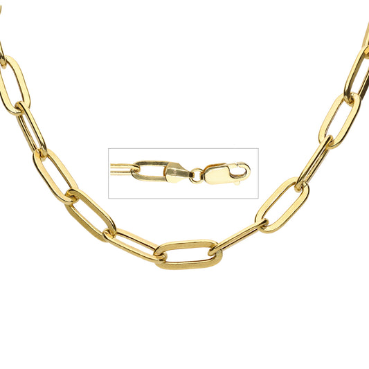9k Yellow Gold Paperclip Bracelet - 4.5mm (19cm)