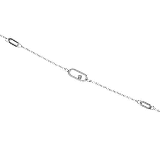 9k Gold Rolling Stone Diamond Oval Bracelet