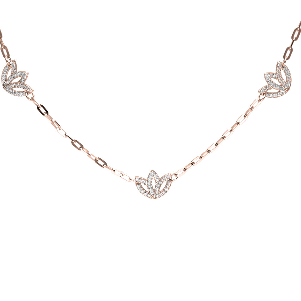 0.75ct 5-Protea Lab-Grown Diamond Paperclip Necklace in 9k Gold