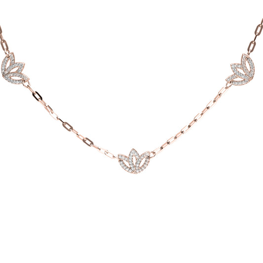 0.75ct 5-Protea Lab-Grown Diamond Paperclip Necklace in 9k Gold