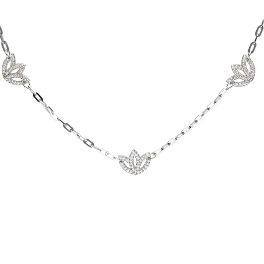 0.75ct 5-Protea Natural Diamond Paperclip Necklace in 9k Gold
