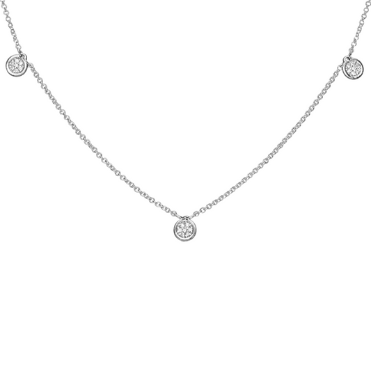 0.10-0.17ct Round Illusion Diamond Necklace set in 9k Gold