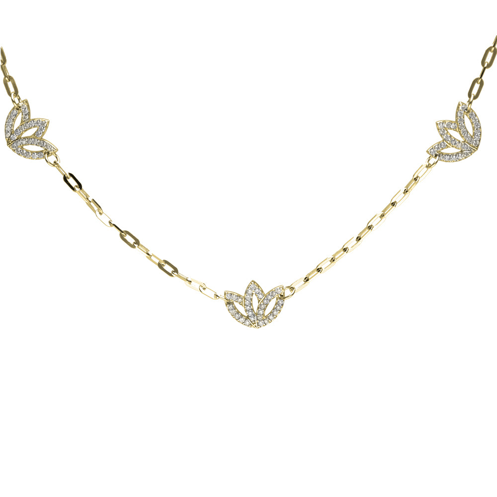 0.75ct 5-Protea Natural Diamond Paperclip Necklace in 9k Gold