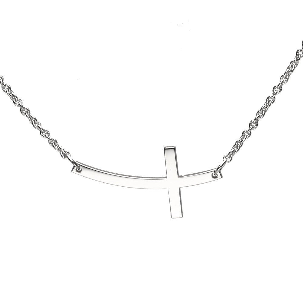 Large Curved Cross on 9k Gold Chain Anchor (1.3mm)