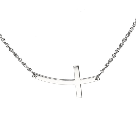 Large Curved Cross on 9k Gold Chain Anchor (1.3mm)