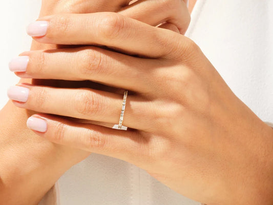 0.37ct Baguette & Round Diamond Wedding Band in 9k Gold